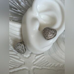 Elegant Silver 925 Heart rhinestones iced Earrings